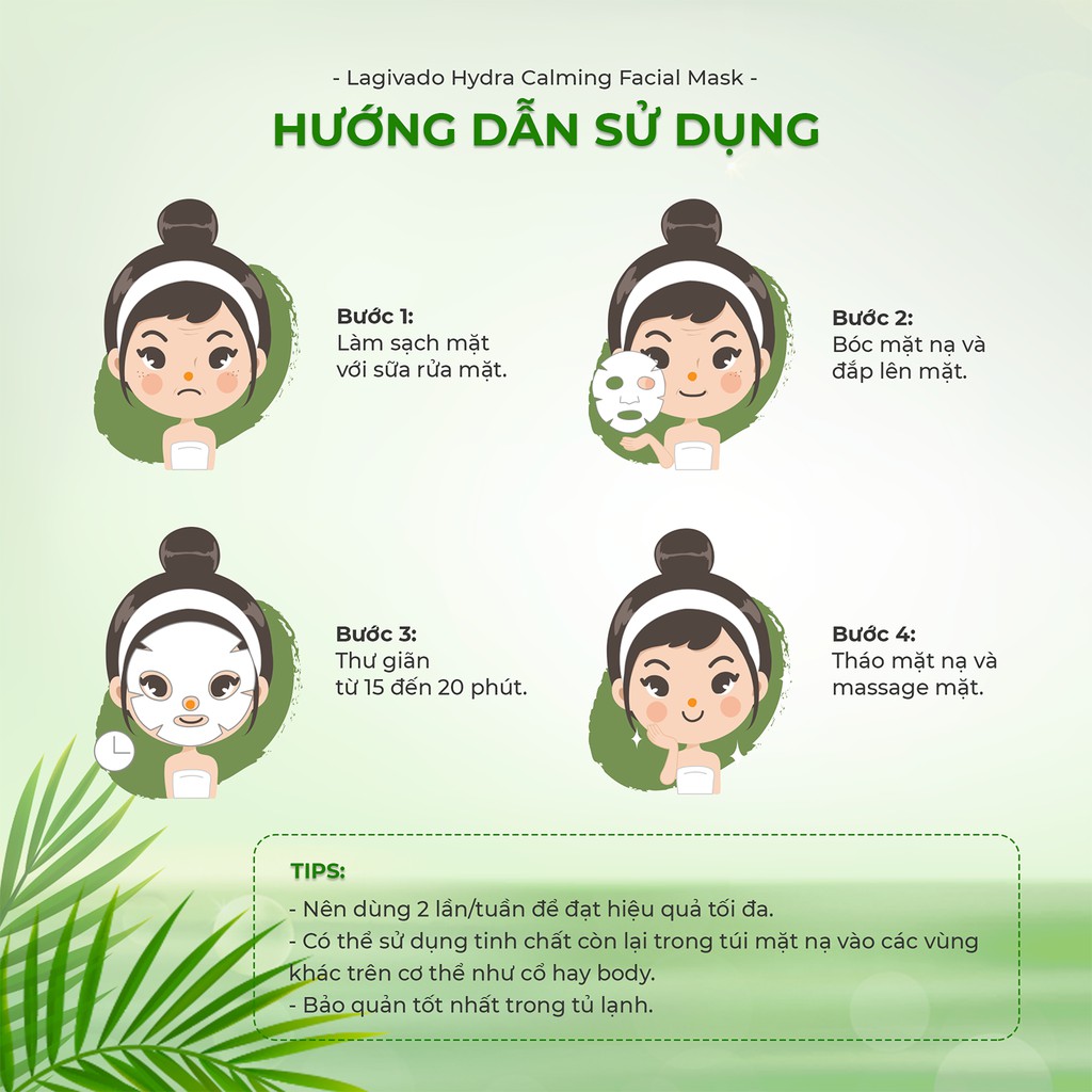 Mặt nạ giấy HA Lagivado 23g - mask giảm mụn, dưỡng da ẩm mịn, căng bóng