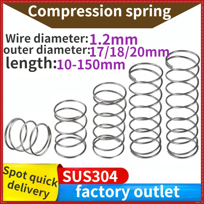 Lò Xo Nén Bằng Thép Không Gỉ SUS304 Đường Kính 1.2Mm Ngoài17/18/20mm Dài 10-100mm
