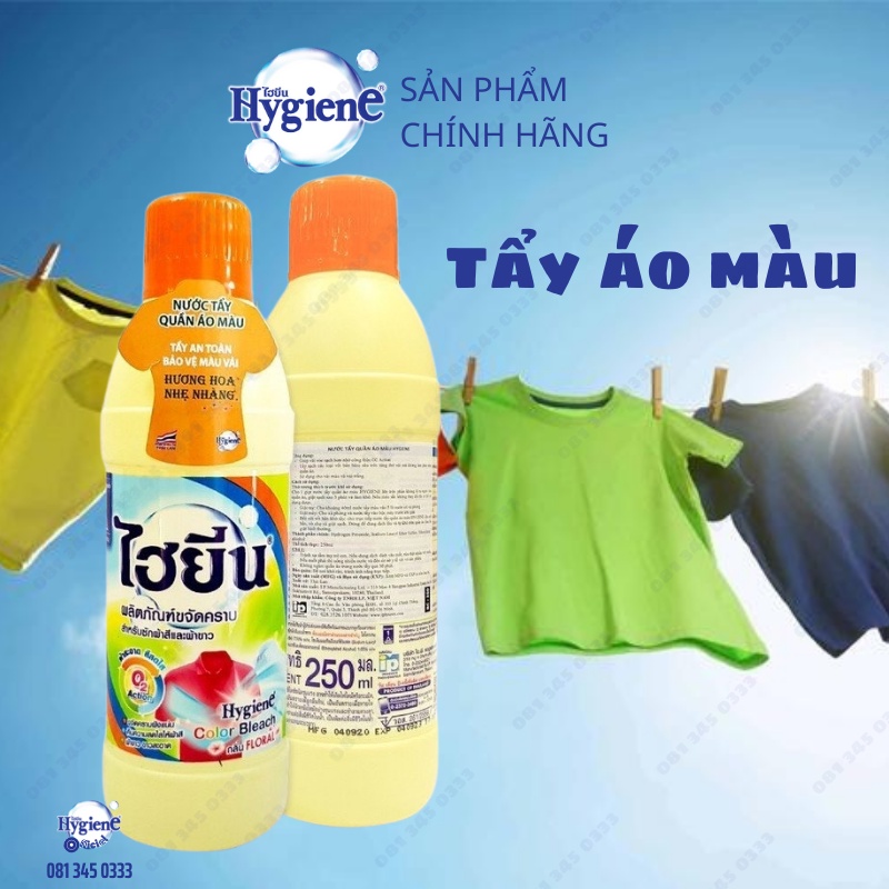 Thuốc tẩy mốc quần áo trắng/màu Hygiene Thái Lan 250ml Siêu Sạch Không Gây Mùi Tẩy