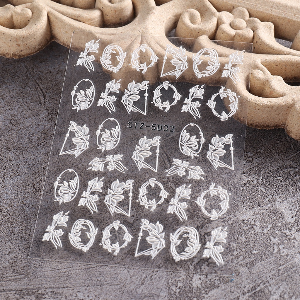 1 Bộ Miếng Dán Trang Trí Móng Tay Tự Dính Không Mùi Dính Mạnh Họa Tiết Hoa 3D Nhiều Phong Cách Bắt Mắt