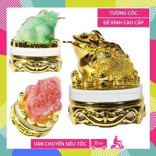 Tượng Cóc xoay Thiềm Thừ đế kính cầu tài lộc thờ thần tài cao cấp cao 12cm - Đủ màu