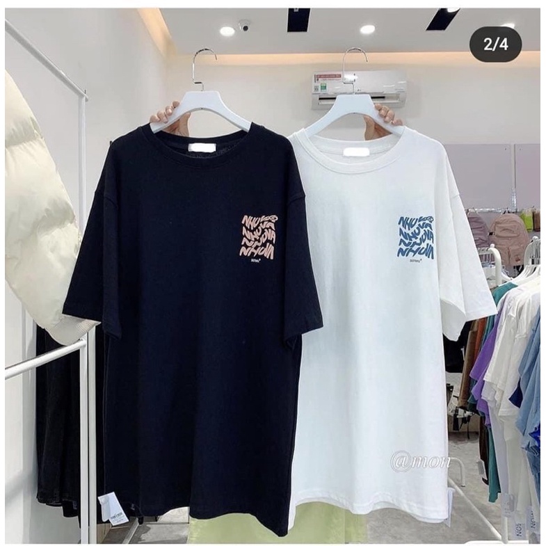 Áo thun tay lỡ oversize nam nữ DT Clothes chữ lượn sóng