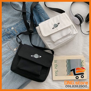 Túi đeo chéo canvas Trái Đất đi học cỡ lớn kiểu dáng Unisex TCA402