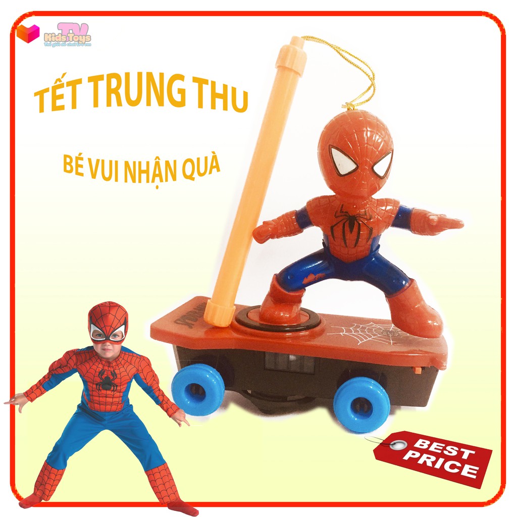 (QUÀ TRUNG THU CHO BÉ) Đồ chơi trung thu, đồ chơi lồng đèn trung thu siêu nhân người nhện lướt ván có nhạc đèn cho bé