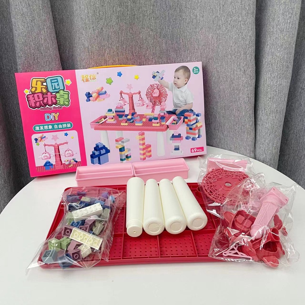 Bàn xây dựng thành phố cho bé Hapi Toys - Xếp Hình Le.go Lắp Ráp Đa Chức Năng giúp bé sáng tạo thông minh