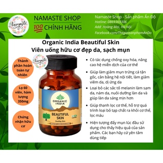 Viên uống hữu cơ đẹp da, sạch mụn - organic india beautiful skin
