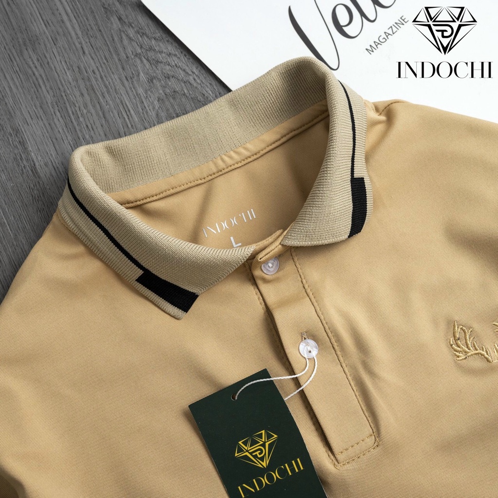 Áo polo nam thêu hoạ tiết chất cotton cá sấu siêu đep