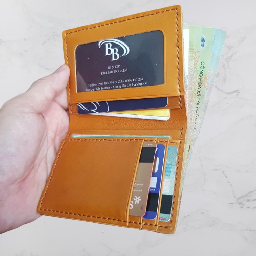 Ví Nam Nữ Mini Kiểu Đứng Da Bò Thật May Thủ Công Nhỏ Gọn Đựng Tiền Và Thẻ Tiện Lợi BB07