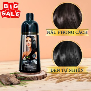 Dầu Gội Đầu Đen Tóc Collagen Color [ Gội là đen ] Dầu gội thảo dược màu nâu, đen - PHỦ BẠC SAU MỘT LẦN GỘI
