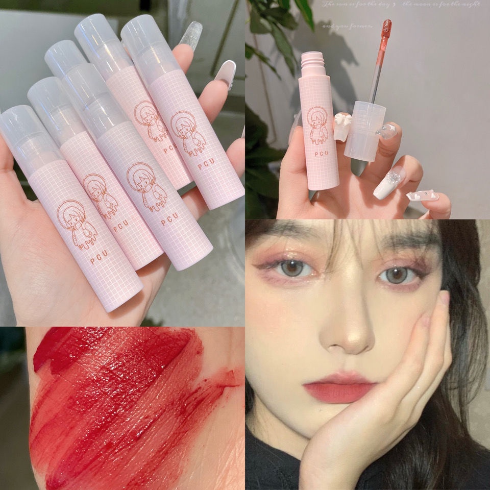 [Hàng mới về] Son môi PCU mềm mịn như nhung vỏ màu hồng in hình bé gái dễ thương