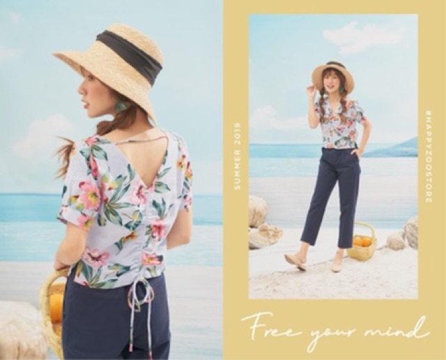 Áo kiểu vải linen Happy Zoo