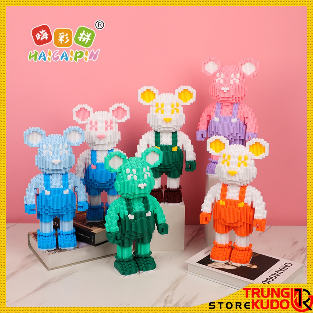Mô hình Bearbrick lớn hơn 34cm dạng đồ chơi lắp ráp gấu Beabrick làm quà tặng trang trí decor nhà
