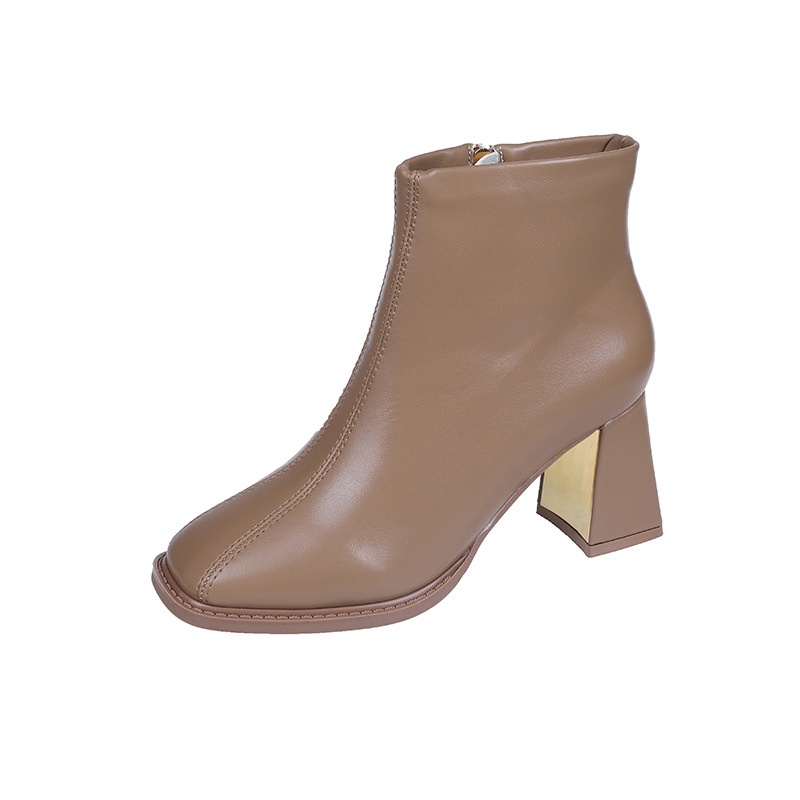 Giày bốt martin IELGY cao gót mũi vuông phối khóa kéo bên hông thời trang dành cho bạn gái