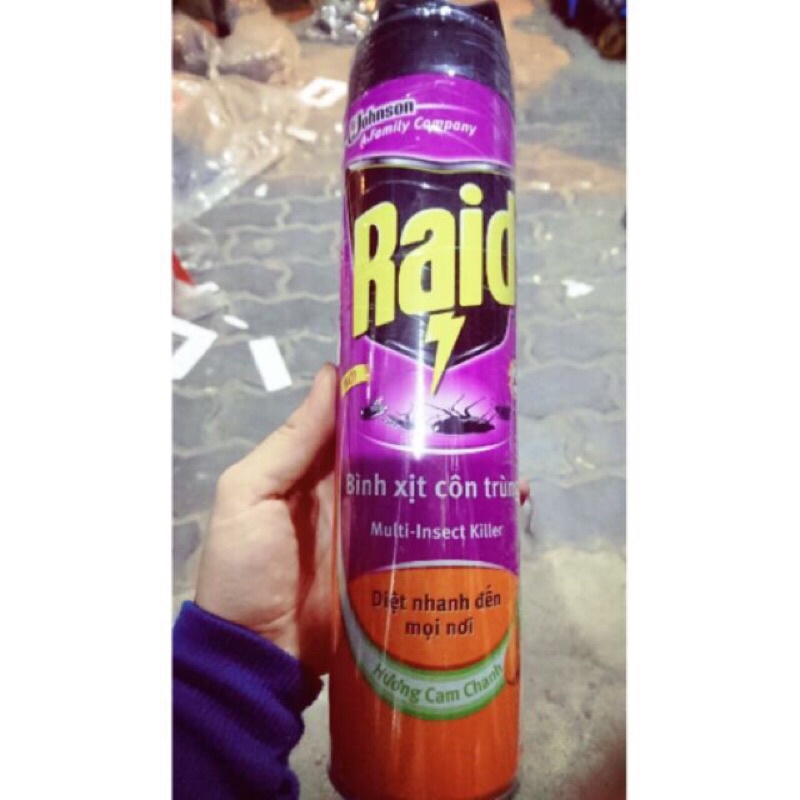 Xịt muỗi. Côn trùng Raid 600ml hương cam chanh