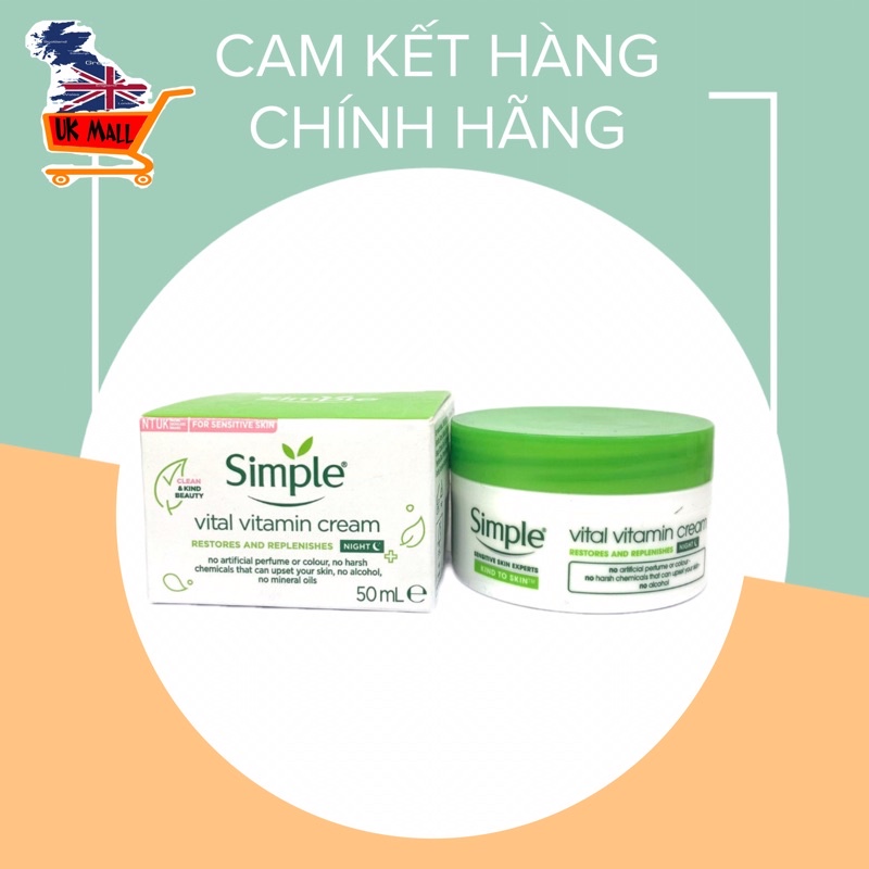 Kem Dưỡng Ban Đêm Simple Kind To Skin Vital Vitamin