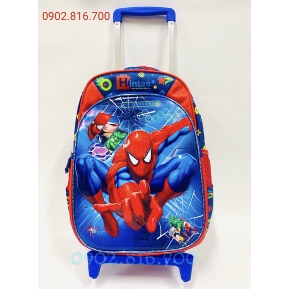 Balo cần kéo đi học tháo ráp được cho bé trai tiểu học cấp 1 hình siêu nhân nhện Spiderman - HINTAS - HUDUY