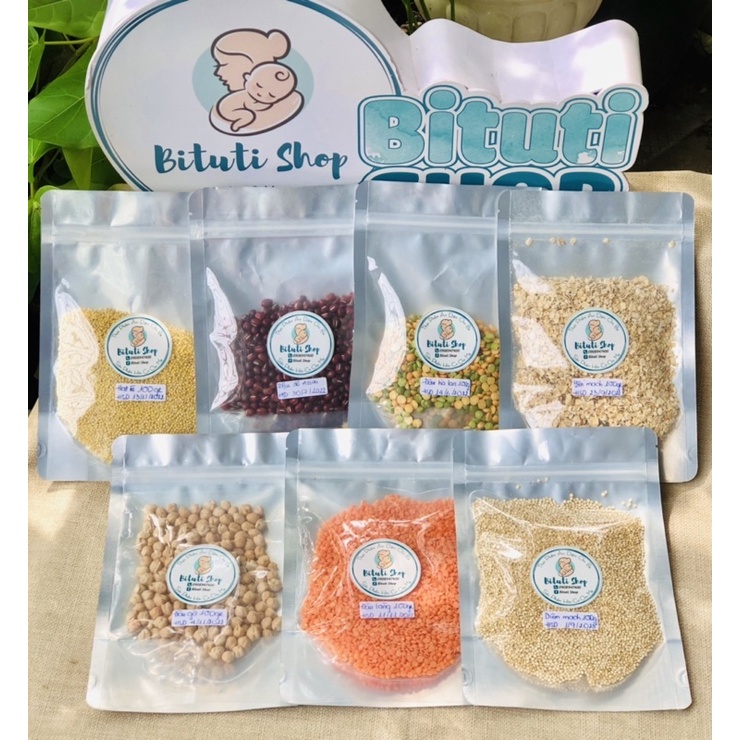 Set 6 loại đậu và hạt hữu cơ tách lẻ 100gr cho bé ăn dặm