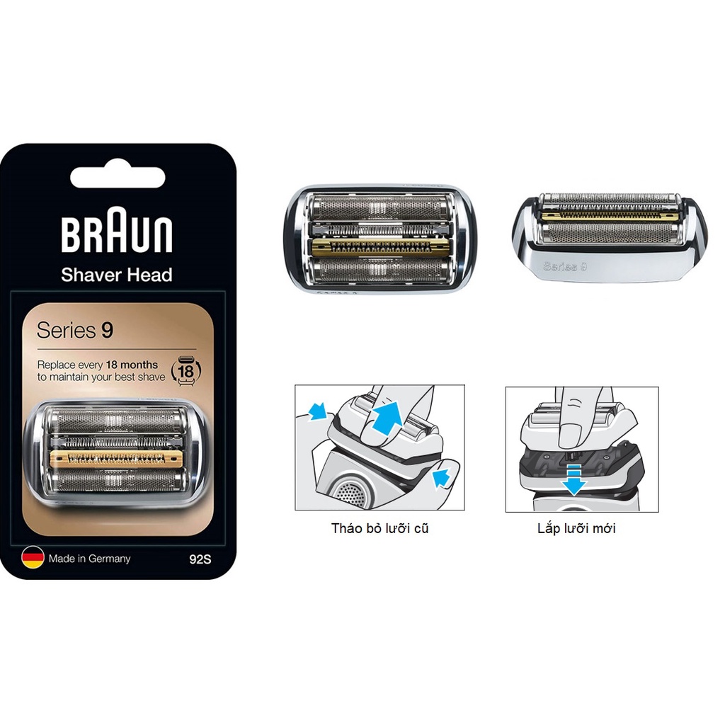 Bộ Lưỡi cạo thay thế cho máy cạo râu Braun Series 9 92S/92B/92M | Chính Hãng