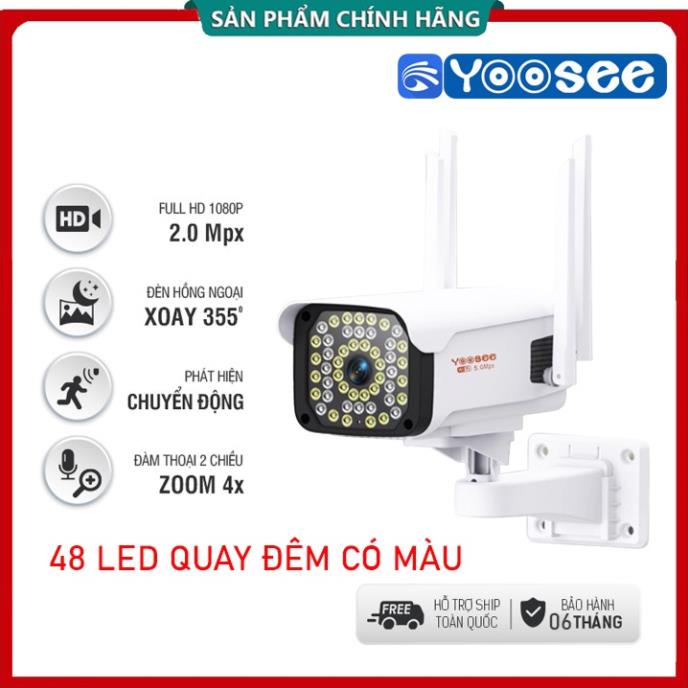 Camera ip Yoosee Ngoài trời ban đêm có màu, Xoay 350 độ, thẻ nhớ 32G | 64GB