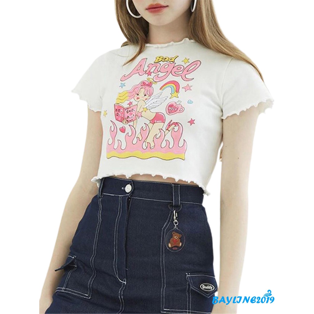 Áo Croptop Ngắn Tay Thời Trang Mùa Hè Cho Nữ