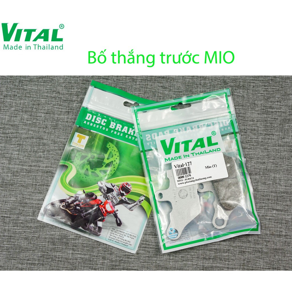 Bố thắng trước + sau MIO hiệu VITAL- má phanh xe máy, bố thắng đĩa VITAL chính hãng Thái Lan