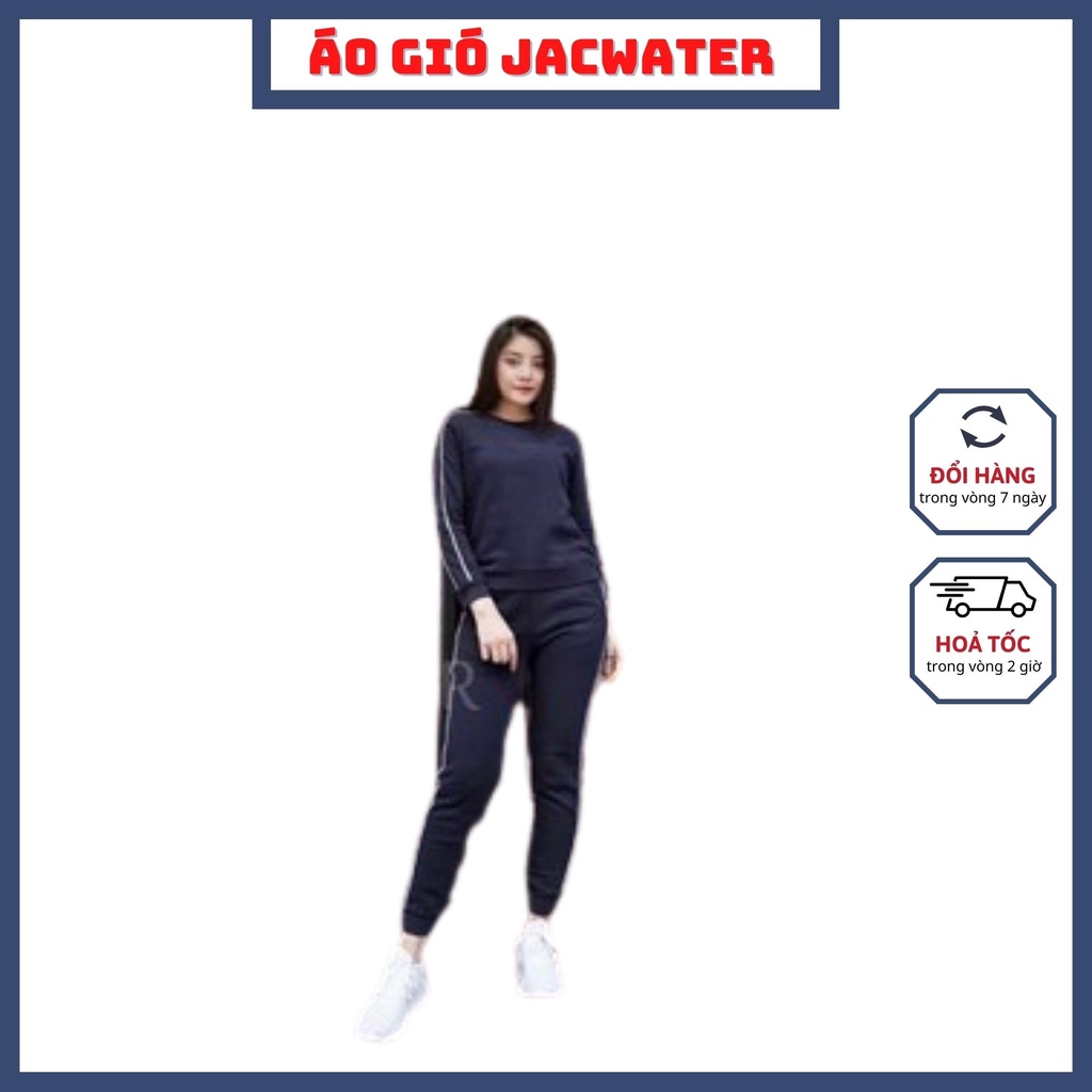 Bộ nỉ nữ dài tay IVY PARK, quần áo bông ấm màu trơn thể thao Jacwater V189