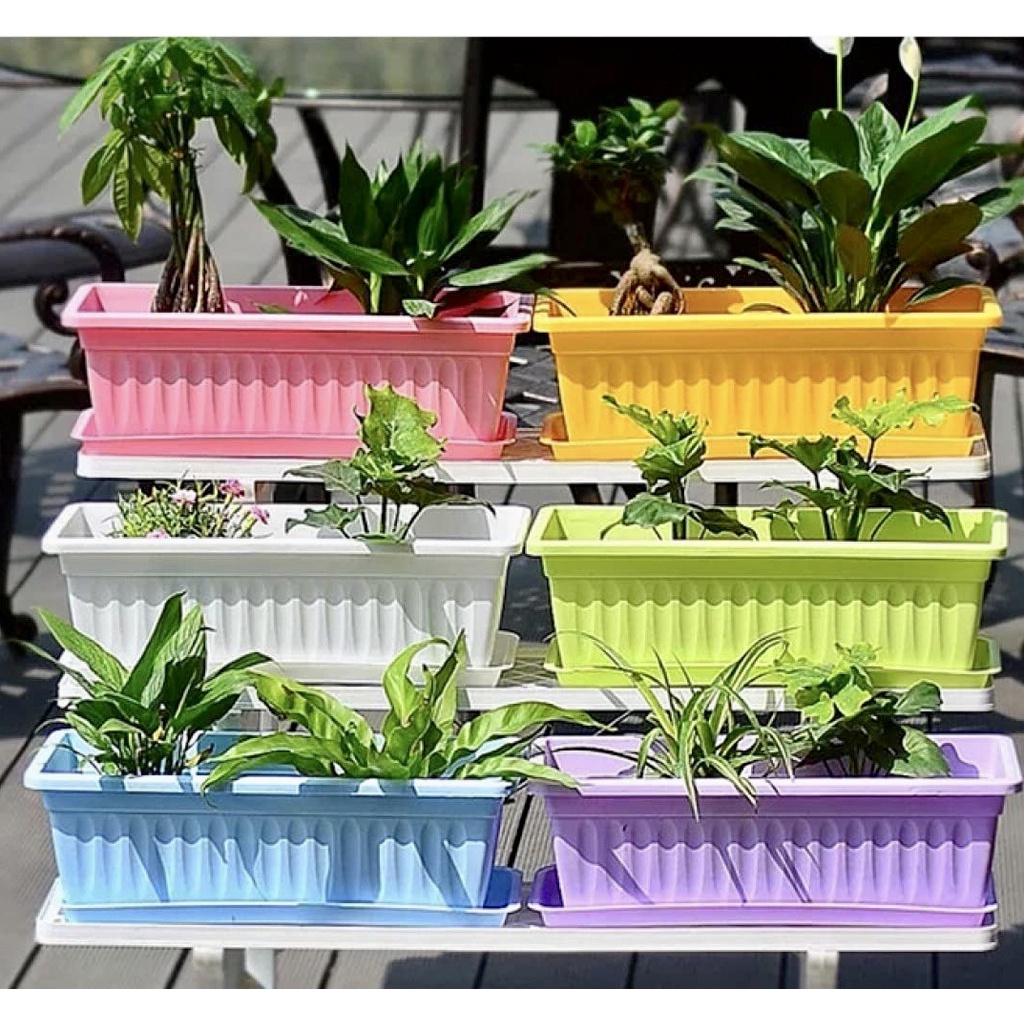 Chậu nhựa trồng rau - trồng cây, hoa – màu sắc đa dạng – kích thước 480 x 195 x 170 (mm) thoát nước tốt, chống ngập úng