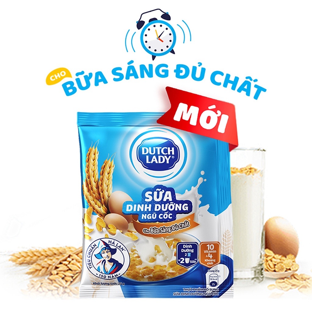 Túi 12 Gói Sữa Dinh Dưỡng Ngũ Cốc Dutch Lady Cô Gái Hà Lan 25g/gói