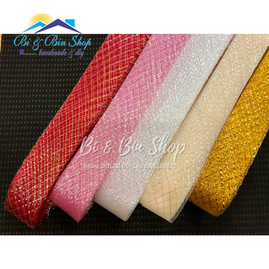 Sỉ Xấp 22m Ruy Băng Lưới Karo Rộng 4,5cm Làm Bó Hoa Cưới, Hoa Cô Dâu Và Phụ Kiện Trang Trí