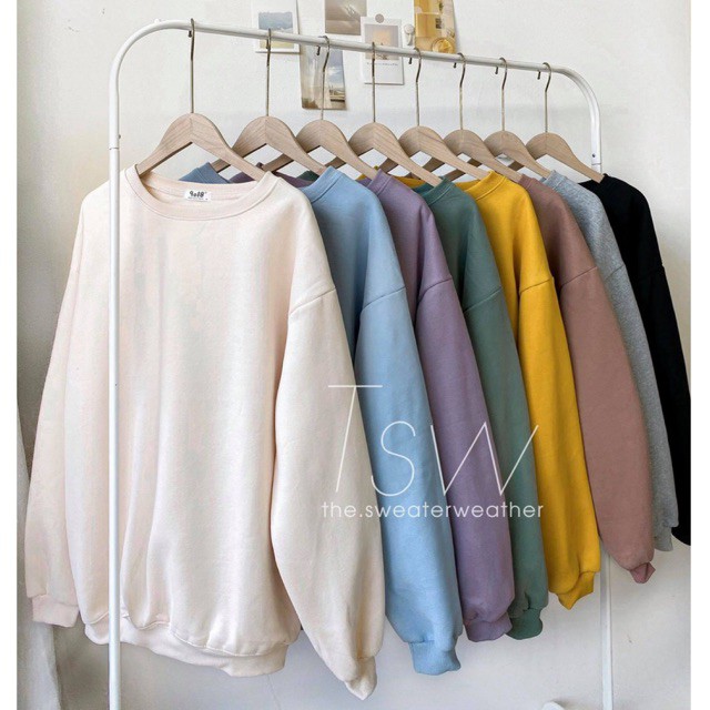 [Mã WARUN27 giảm 12k đơn 99k] Áo sweater nỉ bông trơn cổ tròn