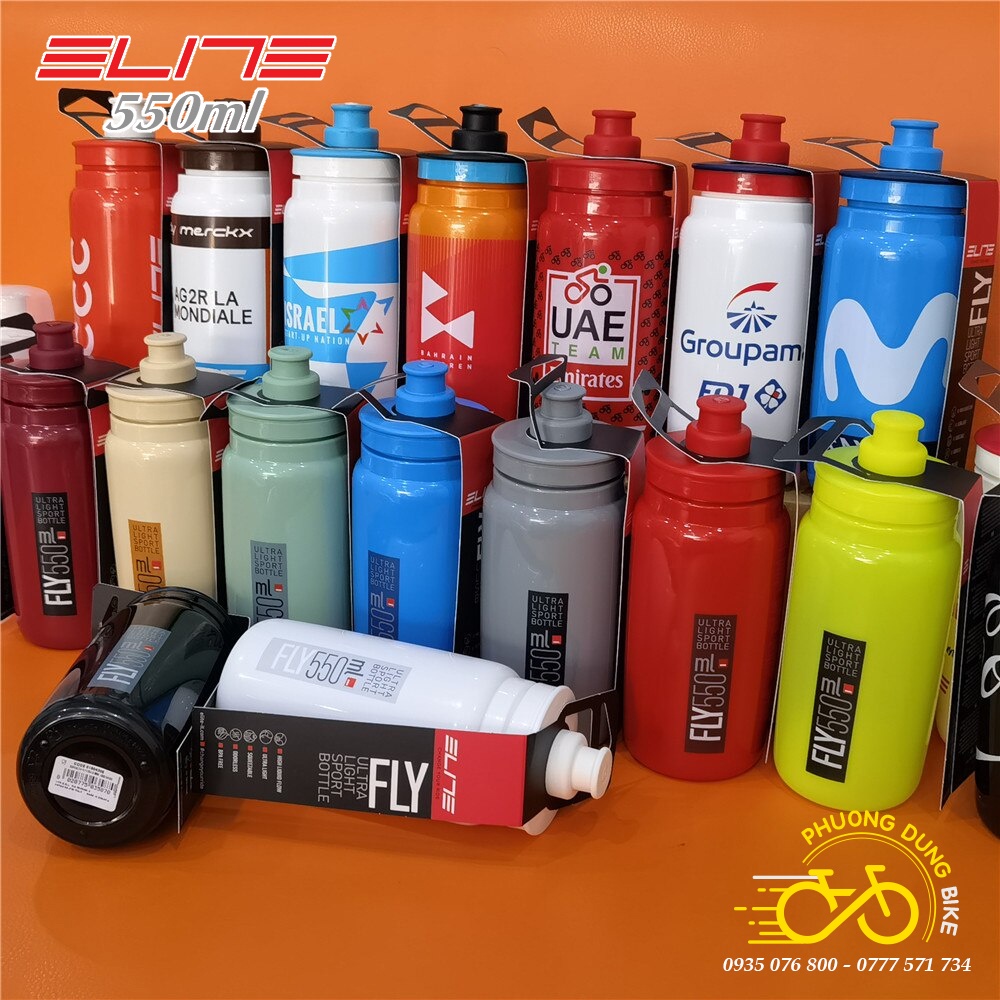 Bình nước xe đạp nhựa cao cấp ELITE FLY 550ml 2021