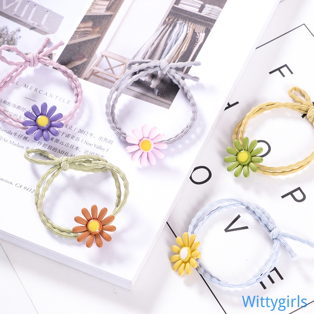 Dây buộc tóc cao su co giãn hai trong một trang trí hoa xinh xắn