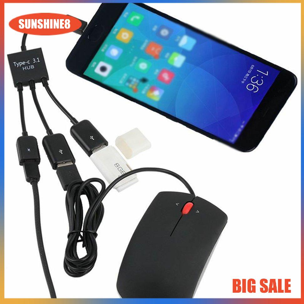 【SUN】Cáp mở rộng USB Hub Type-c 3 Dây mở rộng tương thích Cáp dữ liệu nhanh