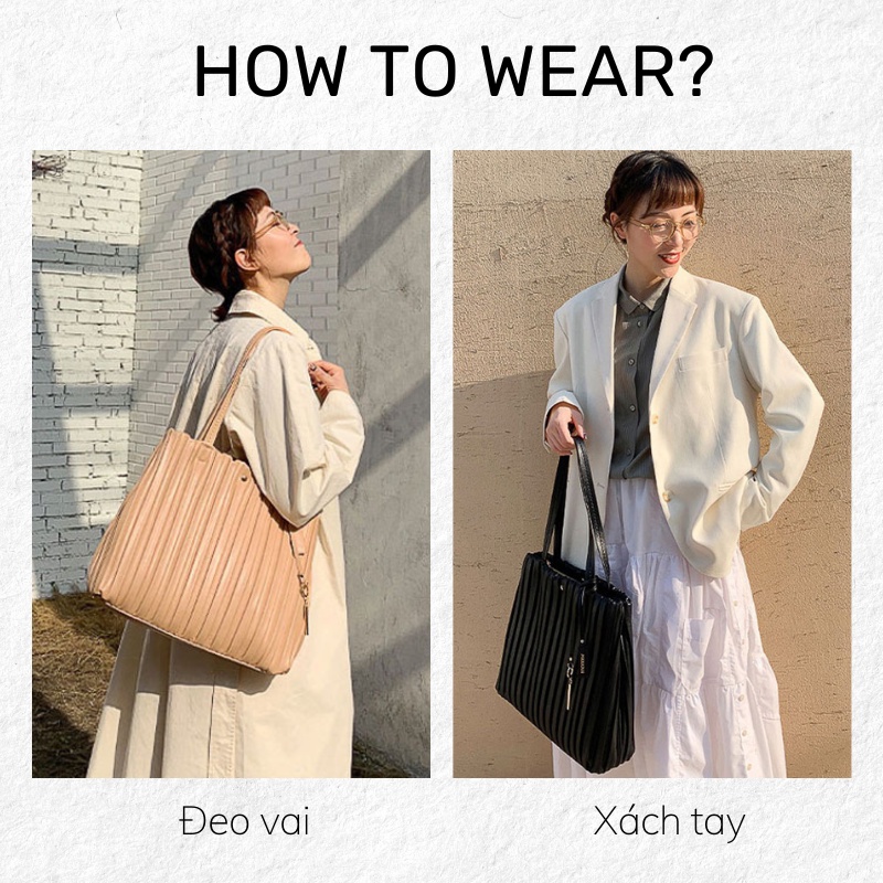 Túi tote MICOCAH xếp ly đựng vừa laptop đeo vai công sở size lớn đi làm đi học giá rẻ TINA SHOP M338 FSD410