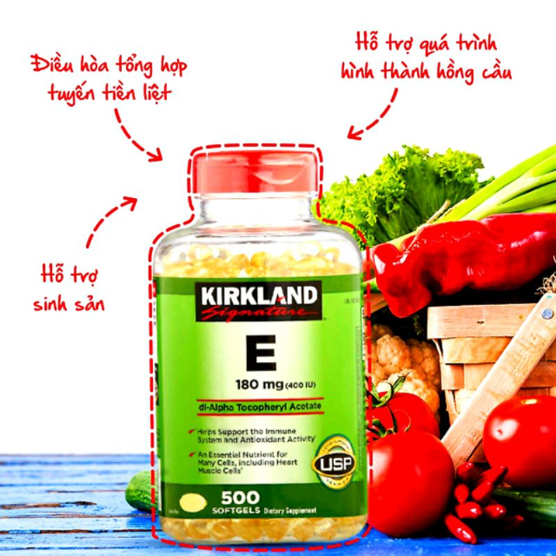 Vitamin E Kirkland 400IU 500 Viên Cam Kết Chính Hãng