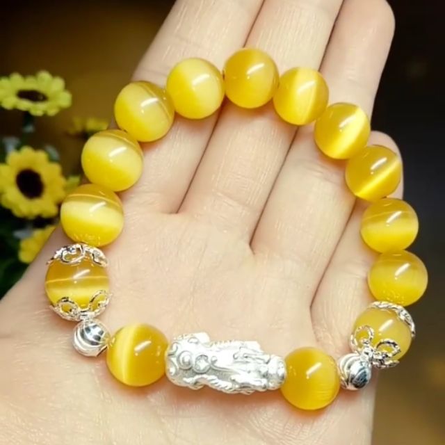 Vòng phong thủy mix tỳ hưu bạc mệnh kim - thổ