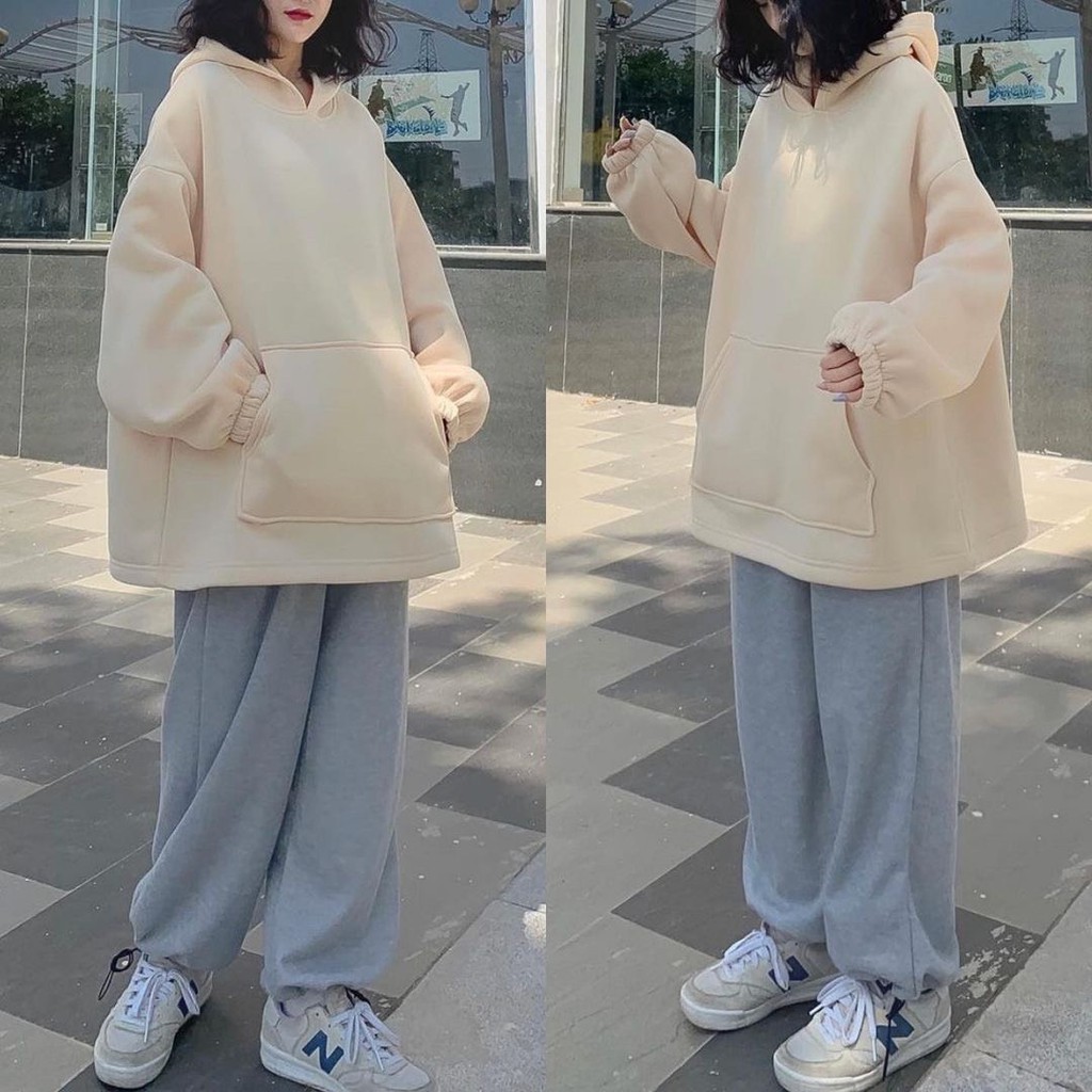 Bộ nỉ bông KA 💖FREESHIP💖 Bộ hodie nỉ bông siêu xinh màu nude Trend