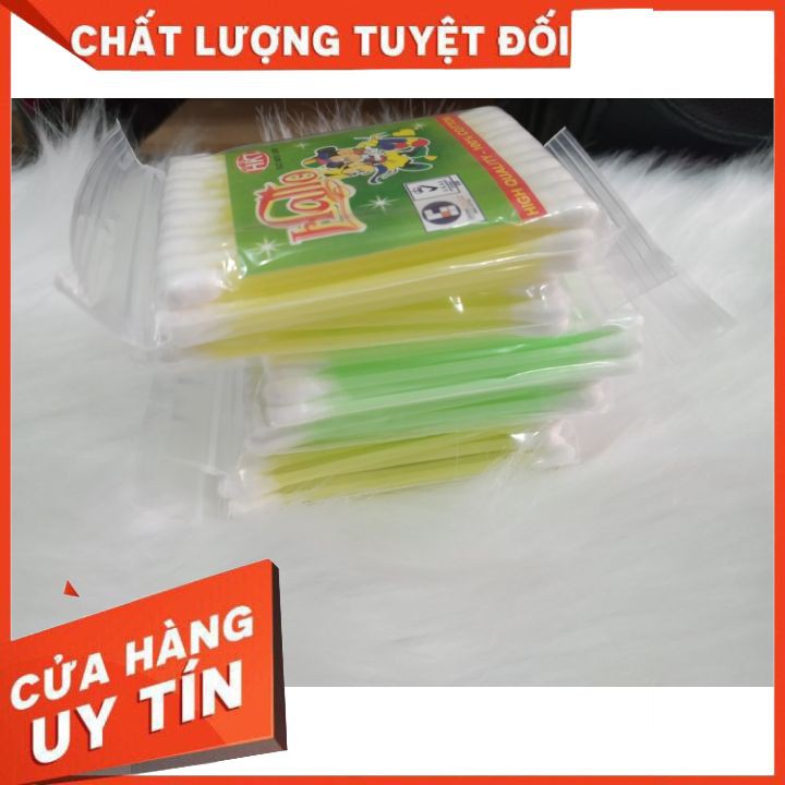 Bông tăm Hallo  đa công dụng ,tiện lợi , nhỏ gọn nhựa mềm trơn láng ,Sợi bông tự nhiên mềm mịn bông tự nhên