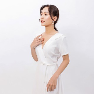 Đầm công sở thời trang Eden cổ tim thắt nơ eo - D399