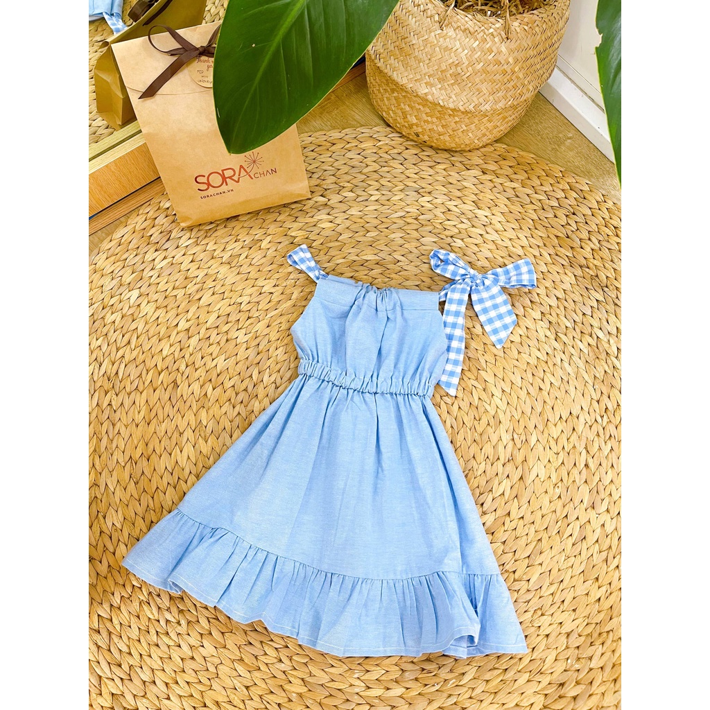 Đầm 2 Dây Nơ Vai Đủ Màu Sắc Cho Bé Gái 9kg-46kg SoraChan - M131, M132, M133, M134, M135
