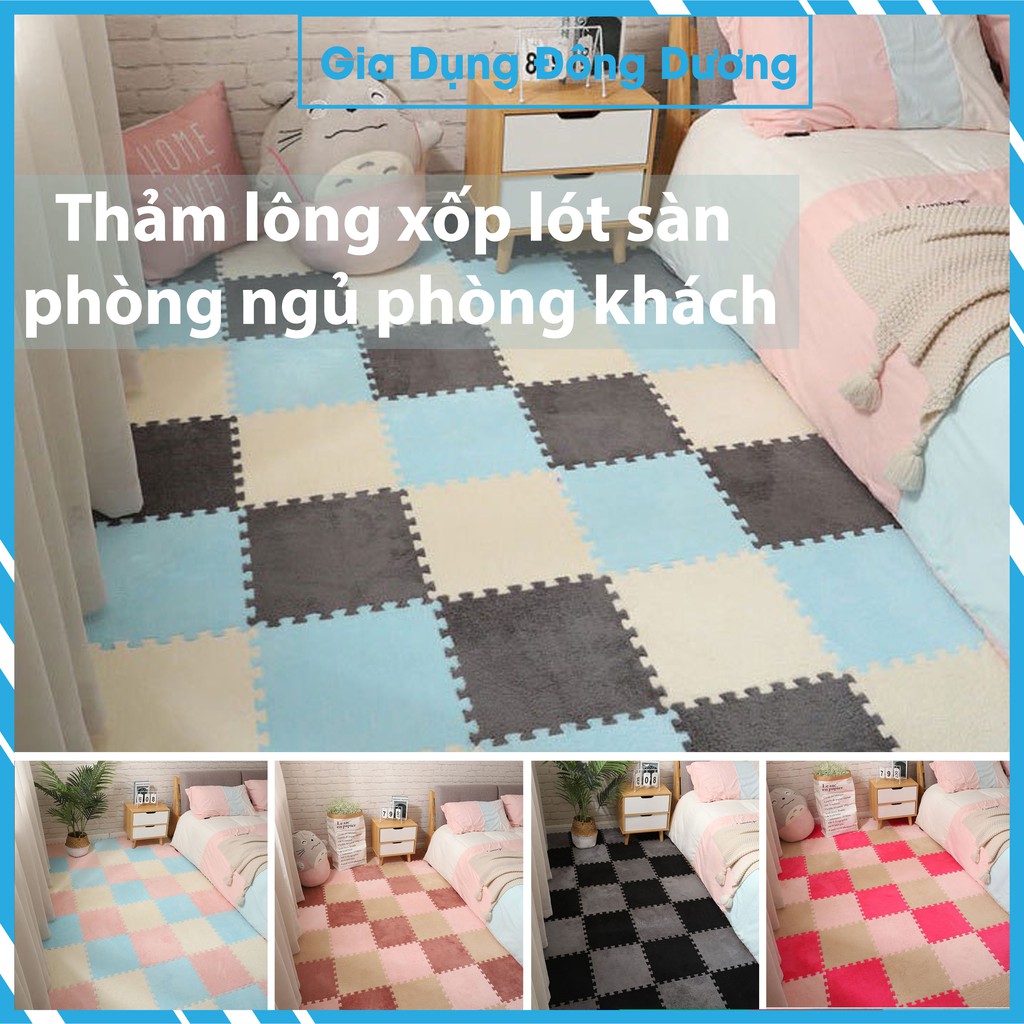 Thảm lông xốp lót sàn phòng ngủ phòng khách, có thể cắt ghép giặt nối có thể tùy chỉnh kích thước