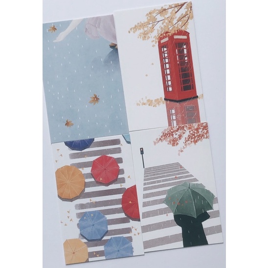 Set 28 tấm LOMO CARD trời mưa buồn tâm trạng trong mưa bưu thiếp nghệ thuật mini postcard