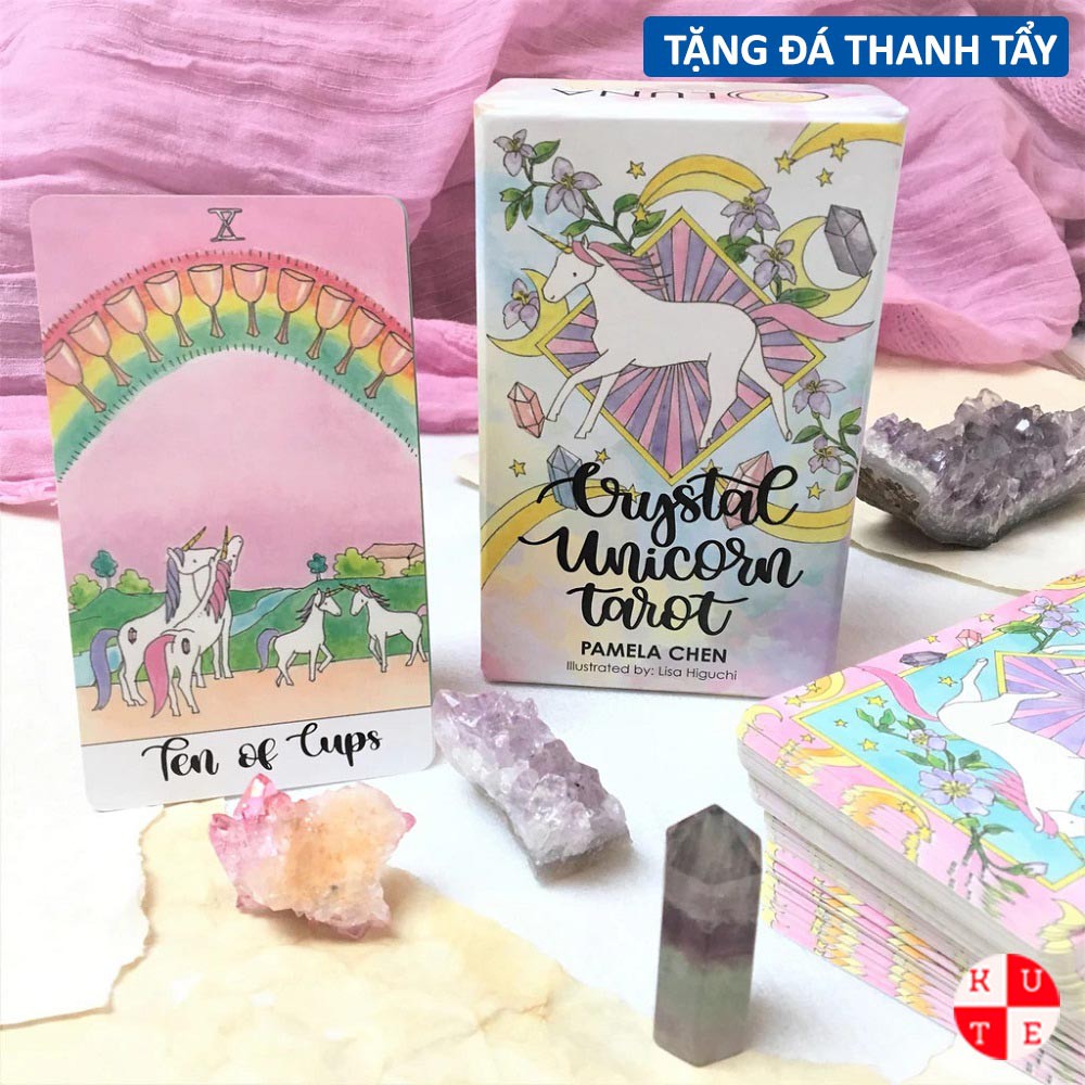 Bài Tarot Crystal Unicorn 78 Lá Bài Tặng Đá Thanh Tẩy C187