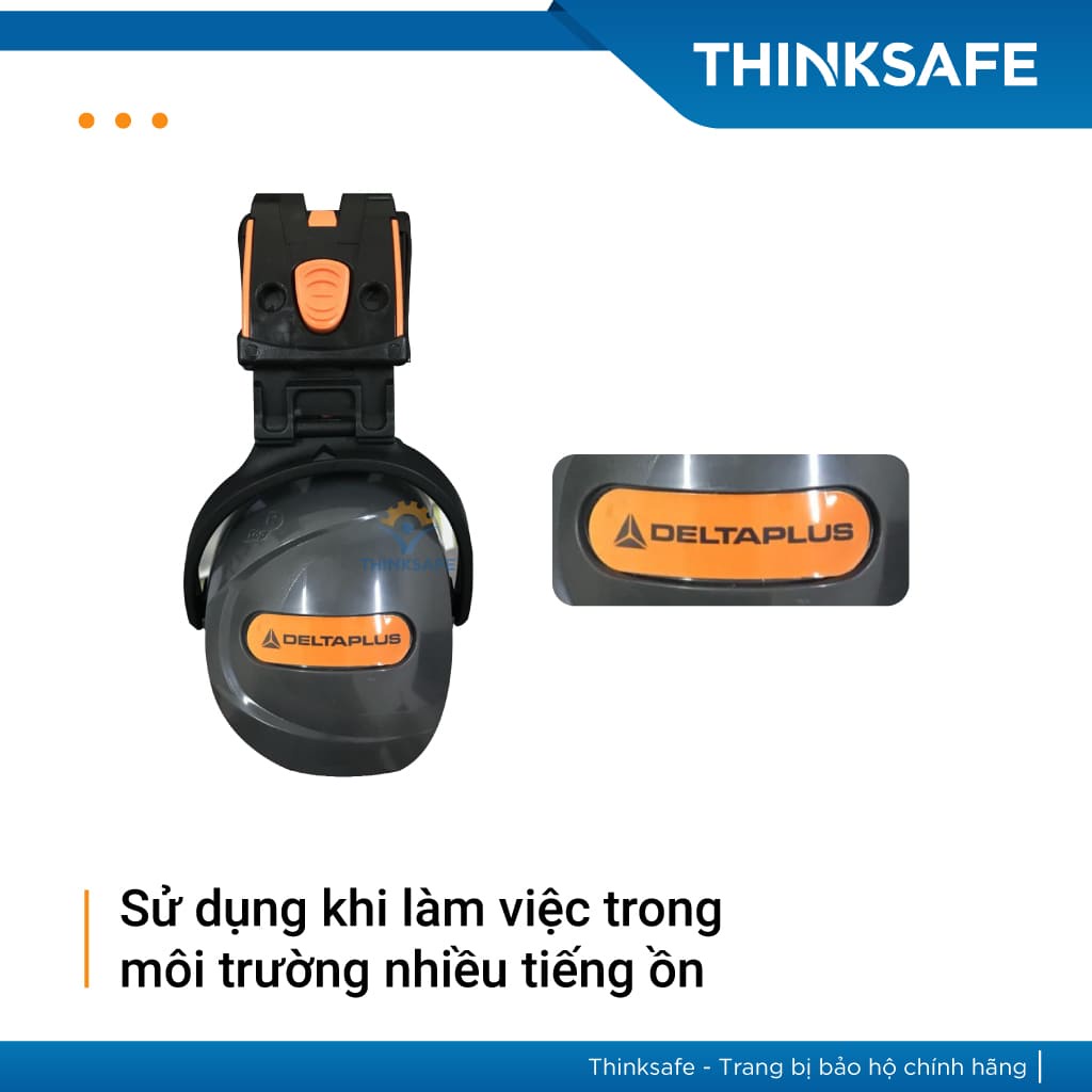 Chụp tai chống ồn Deltaplus Yas Marina - thiết kế thông minh gấp gọn điều chỉnh được độ cao (Màu đen) - THINKSAFE