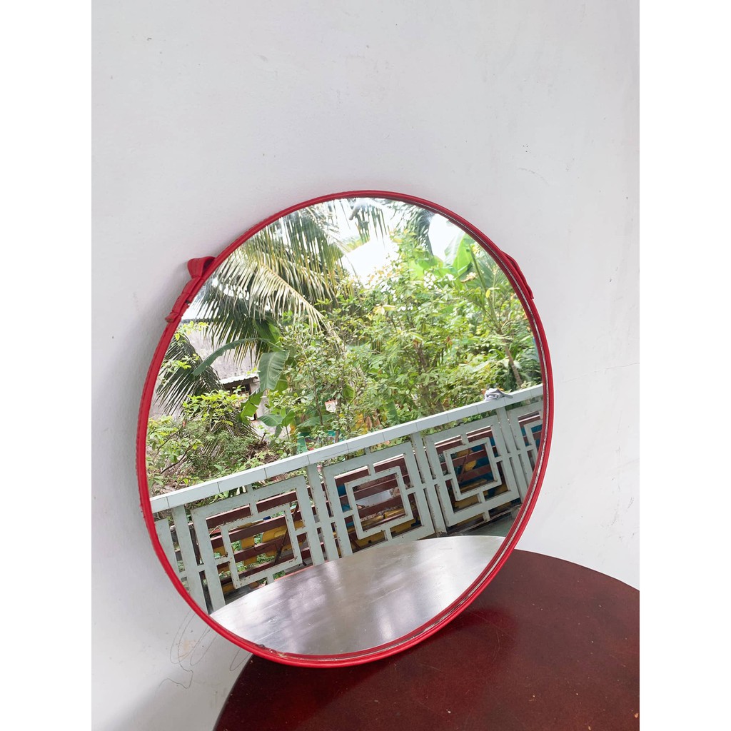 Gương soi decor đường kính 48cm viền da giá tận xưởng | BigBuy360 - bigbuy360.vn