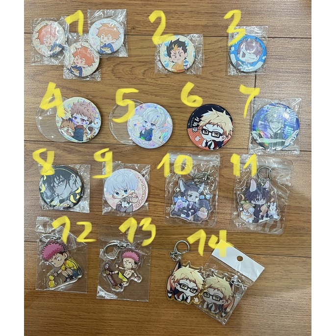 Thanh lí goods artist bagde, keychain jjk, haikyuu