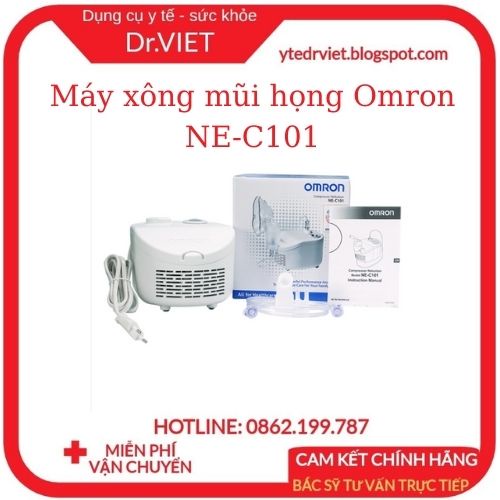 Máy xông mũi họng Omron NE-C101 - Cải thiện về đường hô hấp,giảm nghẹt mũi,an toàn cho trẻ,bảo hành 2 năm-DrViet