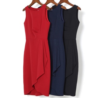 Đầm Cát Tây Calvin-Klein Hai Lớp Sát Nách Xẻ Trước - 0693