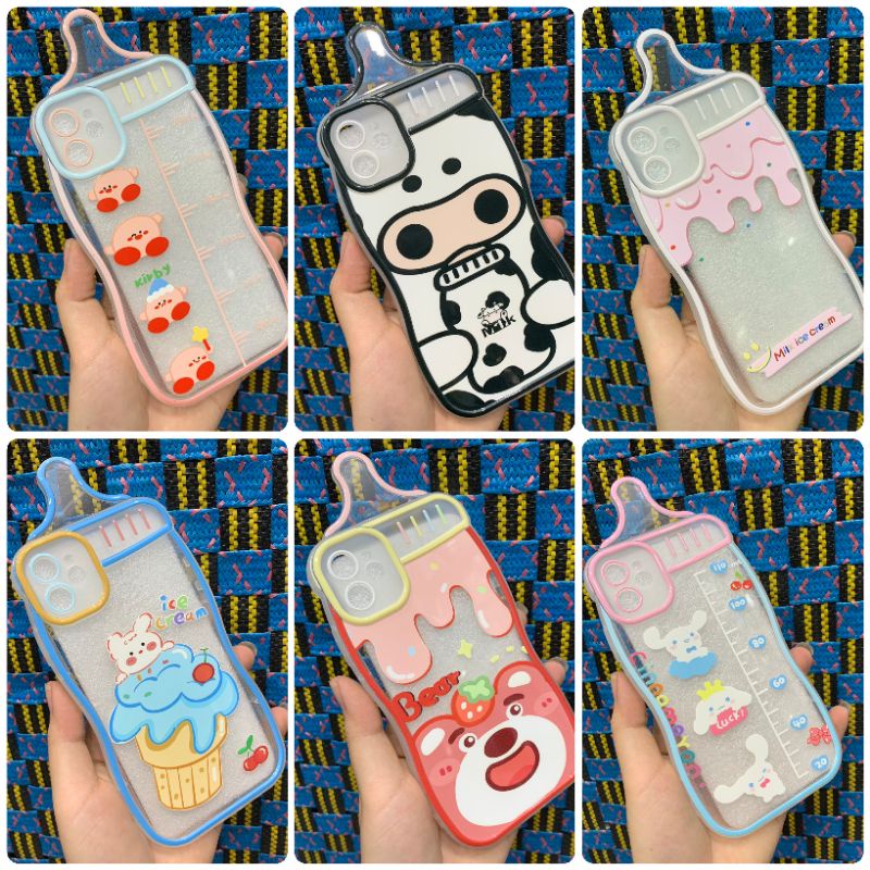 Ốp lưng iPhone 11 6.1, 11 promax, 12 promax, 13 promax dẻo hình bình sữa in hình kute dễ thương