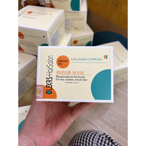 Kem Hấp Ủ Tóc Olexrs Collagen Anh 500ml - Phục Hồi Tóc, Chống Gãy Rụng, Tóc Nhuộm LU.Y Sotre